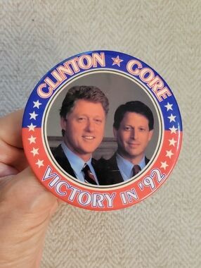 Vintage 1992 Clinton Gore Victory Presidential Campaign Button Pin 3”